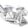 JIMMY CHOO STAZ MULE 50 SILVER METALLIC LEATHER MULES STAZMULE50GWG