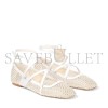 JIMMY CHOO ASTORIA FLAT WHITE CRYSTAL MESH SATIN FLATS ASTORIAFLATQHS