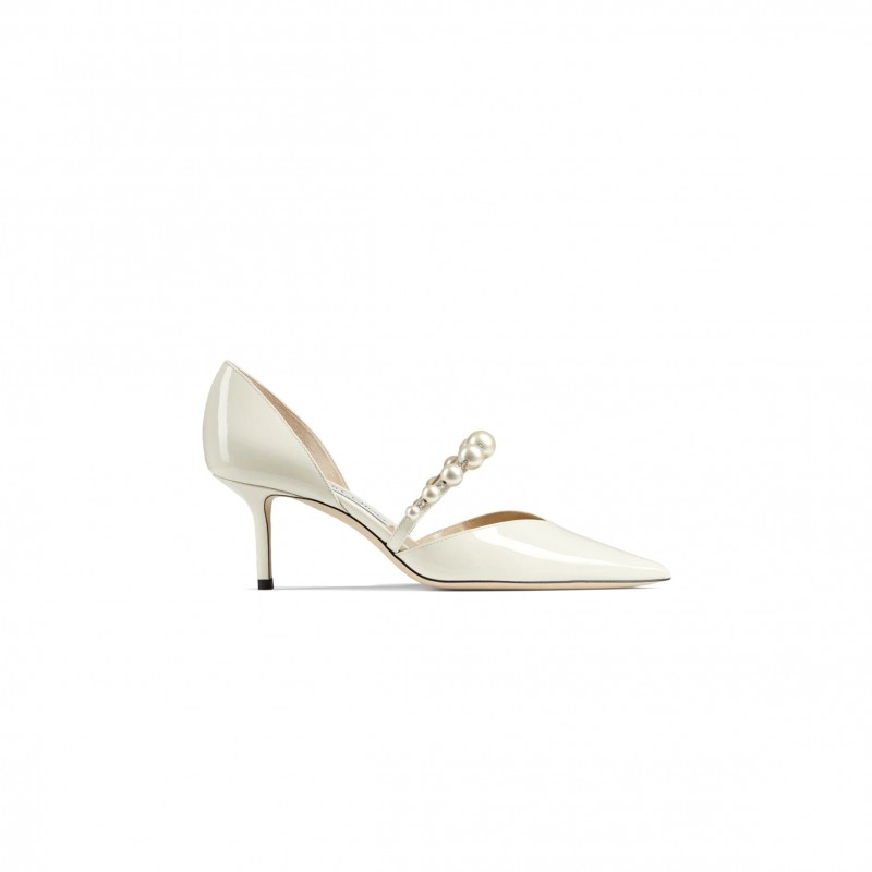 JIMMY CHOO AURELIE 65 LATTE PATENT LEATHER POINTED PUMPS AURELIE65XKM