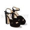 JIMMY CHOO HELOISE 120 BLACK VELVET PLATFORM SANDALS HELOISE120VEL JIMMY CHOO HELOISE 120 BLACK VELVET PLATFORM SANDALS HELOISE120VEL