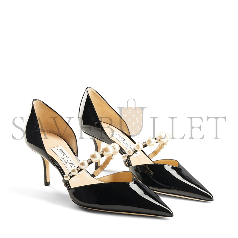 JIMMY CHOO AURELIE 65 BLACK PATENT LEATHER POINTED PUMPS AURELIE65XKM