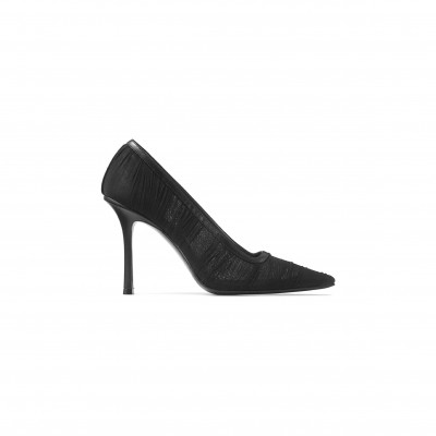 JIMMY CHOO LOTTA 100 BLACK TULLE AND NAPPA PUMPS LOTTA100IVW0