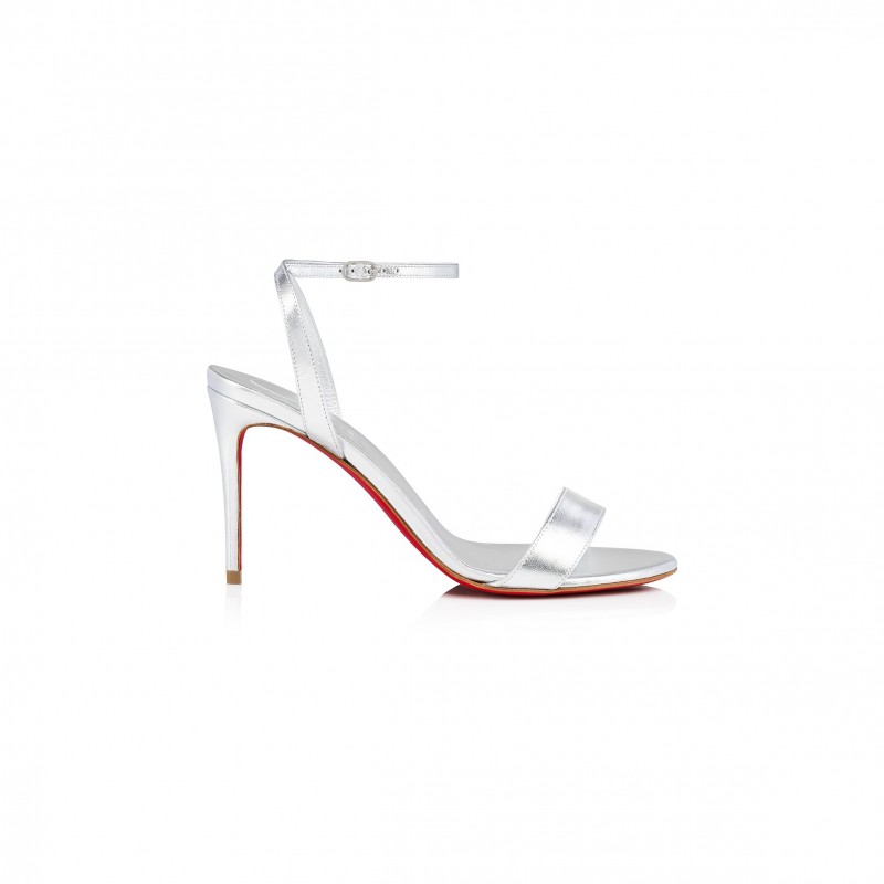 CHRISTIAN LOUBOUTIN LOUBIGIRL 85 MM STRAPPY SANDALS-IRIDESCENT LEATHER-SILVER-WOMEN 1240041S211 CHRISTIAN LOUBOUTIN LOUBIGIRL 85 MM STRAPPY SANDALS-IRIDESCENT LEATHER-SILVER-WOMEN 1240041S211