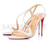 CHRISTIAN LOUBOUTIN ROSALIE 100 MM SANDALS-LEATHER AND PVC-BIANCO-WOMEN 3210190W222