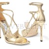 JIMMY CHOO AZIA 110 GOLD LIQUID METAL LEATHER SANDALS AZIA110QUI