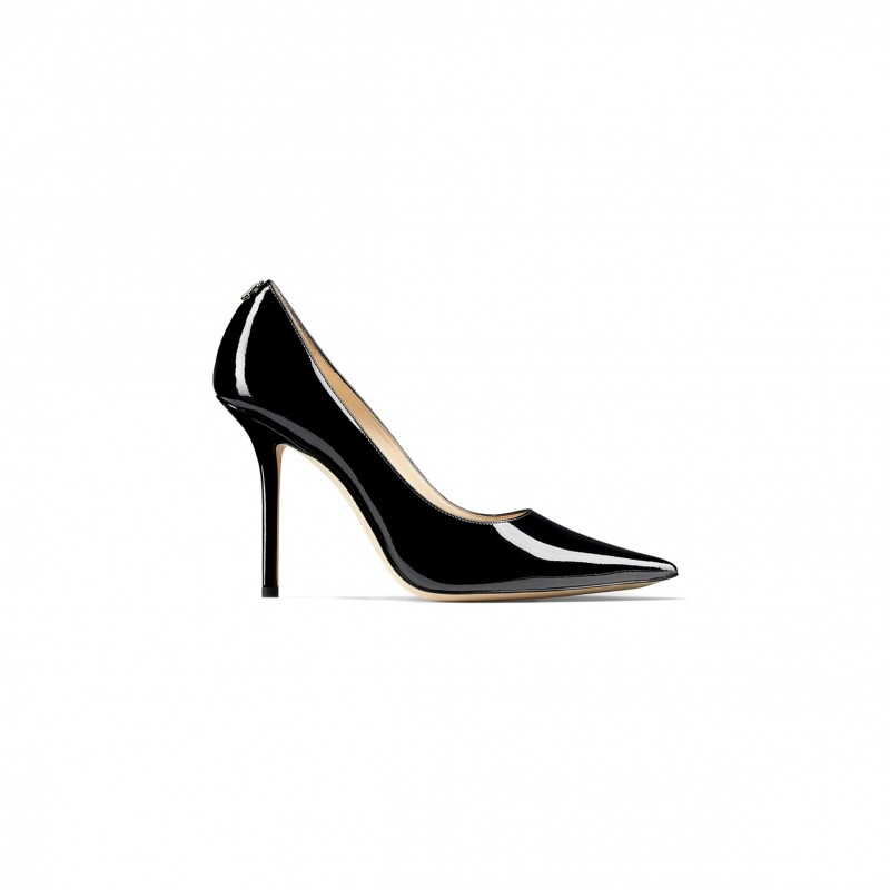 JIMMY CHOO LOVE 100 BLACK PATENT LEATHER POINTED-TOE PUMPS LOVE100PWJ JIMMY CHOO LOVE 100 BLACK PATENT LEATHER POINTED-TOE PUMPS LOVE100PWJ