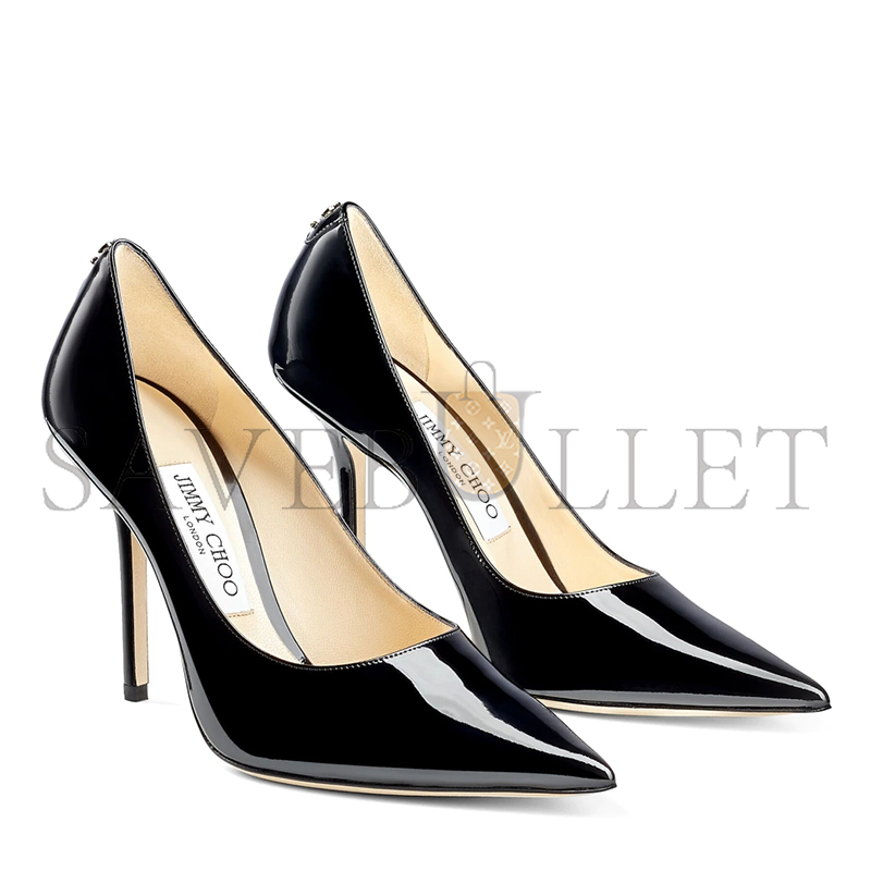 JIMMY CHOO LOVE 100 BLACK PATENT LEATHER POINTED-TOE PUMPS LOVE100PWJ JIMMY CHOO LOVE 100 BLACK PATENT LEATHER POINTED-TOE PUMPS LOVE100PWJ
