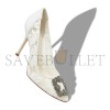 MANOLO BLAHNIK HANGISI LACE LIGHT CREAM LACE JEWEL BUCKLE PUMPS 9XX-0698-0012