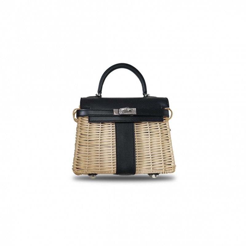 HERMÈS MASTER OSIER MINI PICNIC KELLY 20 WITH PALLADIUM HARDWARE (20*14*8cm) 