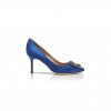 MANOLO BLAHNIK HANGISI 70 BLUE SATIN JEWEL BUCKLE PUMPS 9XX-0662-0053 MANOLO BLAHNIK HANGISI 70 BLUE SATIN JEWEL BUCKLE PUMPS 9XX-0662-0053