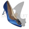MANOLO BLAHNIK HANGISI 70 BLUE SATIN JEWEL BUCKLE PUMPS 9XX-0662-0053 MANOLO BLAHNIK HANGISI 70 BLUE SATIN JEWEL BUCKLE PUMPS 9XX-0662-0053