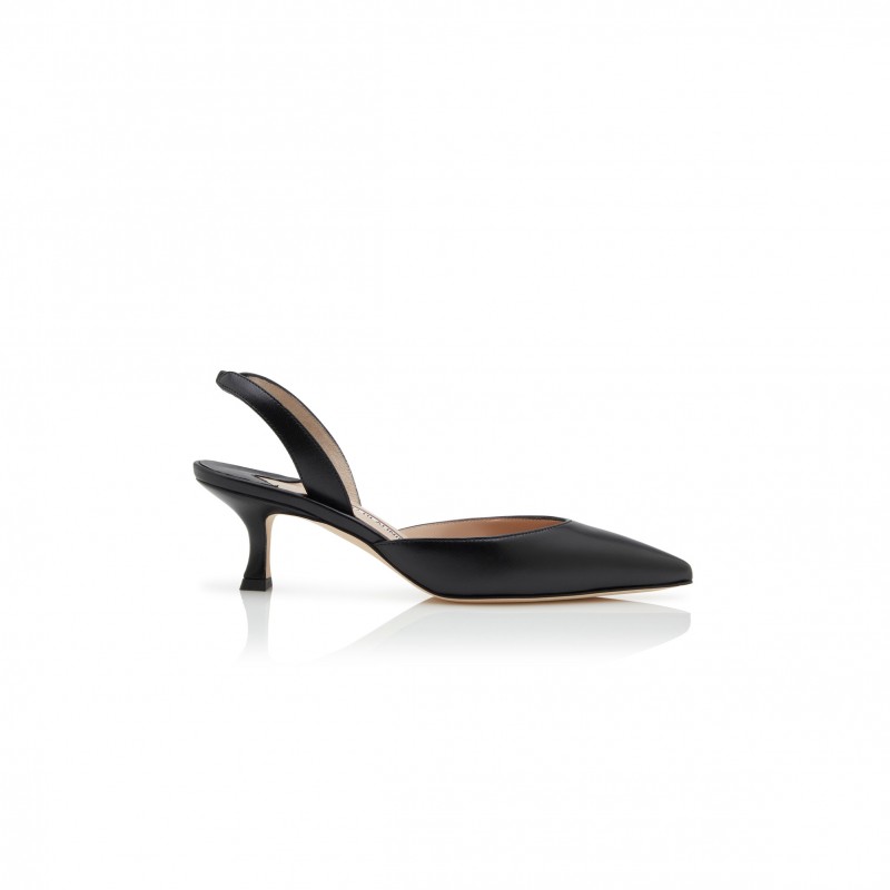 MANOLO BLAHNIK CAROLYNE BLACK NAPPA LEATHER SLINGBACK PUMPS 9XX-0478-0012 MANOLO BLAHNIK CAROLYNE BLACK NAPPA LEATHER SLINGBACK PUMPS 9XX-0478-0012