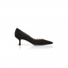 MANOLO BLAHNIK SRILASCA BLACK SUEDE SCALLOPED PUMPS 120-1218-0002 MANOLO BLAHNIK SRILASCA BLACK SUEDE SCALLOPED PUMPS 120-1218-0002