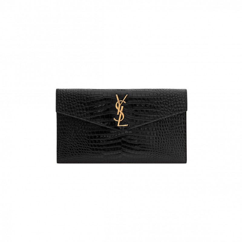 YSL UPTOWN POUCH IN CROCODILE-EMBOSSED SHINY LEATHER 565739DND0J1000 (27*16*2cm)