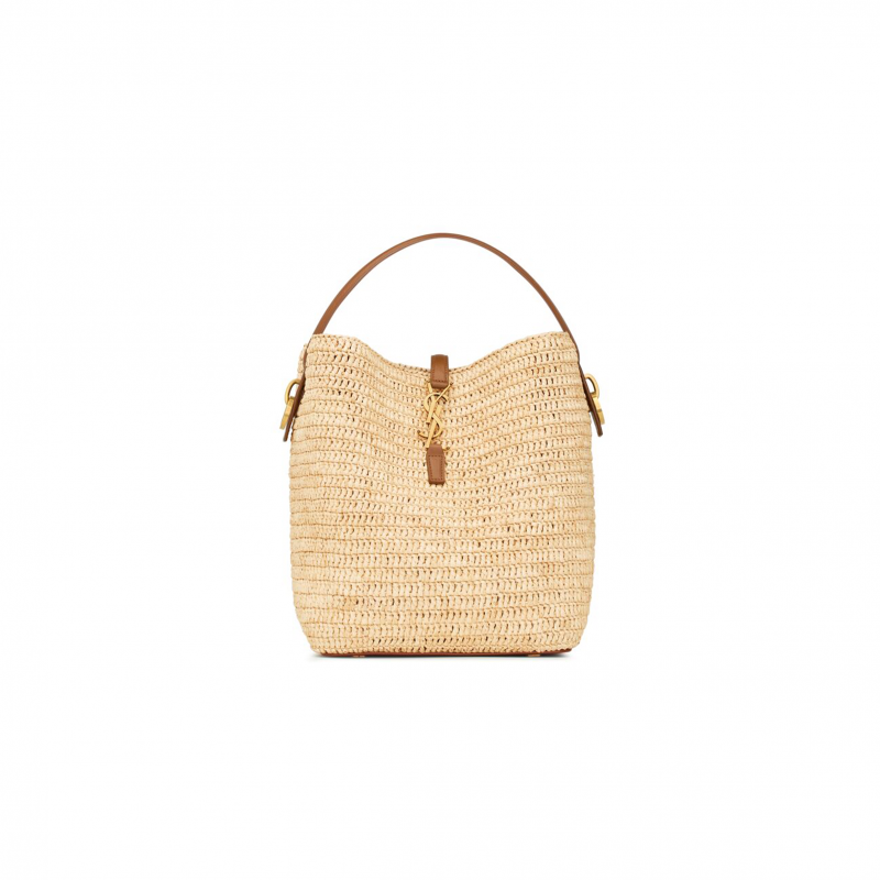 YSL LE 37 IN WOVEN RAFFIA AND VEGETABLE-TANNED LEATHER 773991GAAD72080 (20*25*16cm) YSL LE 37 IN WOVEN RAFFIA AND VEGETABLE-TANNED LEATHER 773991GAAD72080 (20*25*16cm)