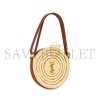 YSL RAFFIA AND LEATHER ROUND BAG NATURAL AND BRICK 744292GAADQ (21*21*4cm)