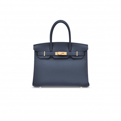HERMES MASTER BIRKIN 30 TOGO LEATHER BLUE GOLD BUCKLE BAG BK3076EPGPO (30*20*13cm)