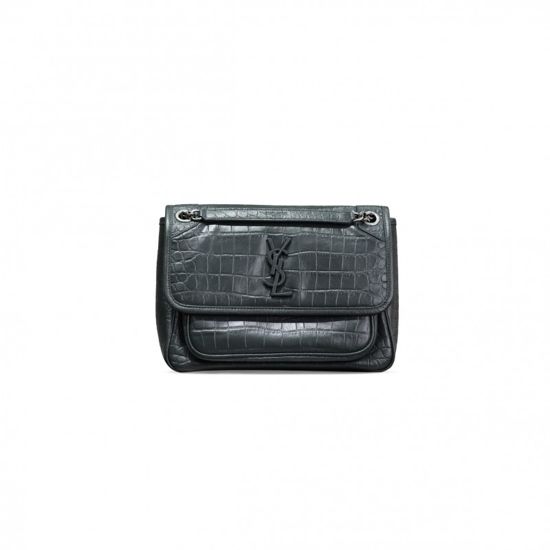 YSL NIKI MEDIUM CHAIN BAG IN CROCODILE-EMBOSSED LEATHER 5489421K00U1000 (28*20*8.5cm)