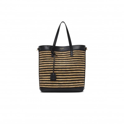YSL SHOPPING SAINT LAURENT TOY IN RAFFIA AND LEATHER 6003077088 (25*28*8cm)