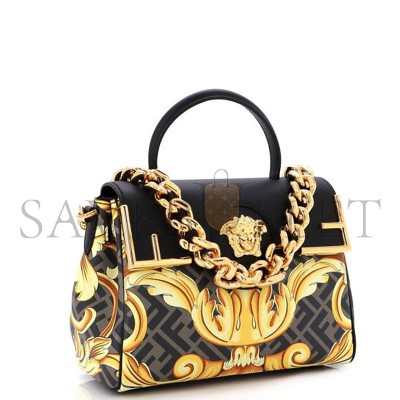 FENDI VERSACE X FENDI FENDACE LA MEDUSA TOP HANDLE BAG PRINTED LAMINATED LEATHER WITH (25*22*15cm) FENDI VERSACE X FENDI FENDACE LA MEDUSA TOP HANDLE BAG PRINTED LAMINATED LEATHER WITH (25*22*15cm)