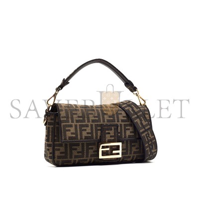 FENDI TOBACCO ZUCCA JACQUARD CANVAS MEDIUM BAGUETTE BAG (27*15*6cm) FENDI TOBACCO ZUCCA JACQUARD CANVAS MEDIUM BAGUETTE BAG (27*15*6cm)