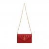 YSL CASSANDRE MATELASSÉ CHAIN WALLET IN GRAIN DE POUDRE EMBOSSED LEATHER 377828955120 (22.5*14*4cm)