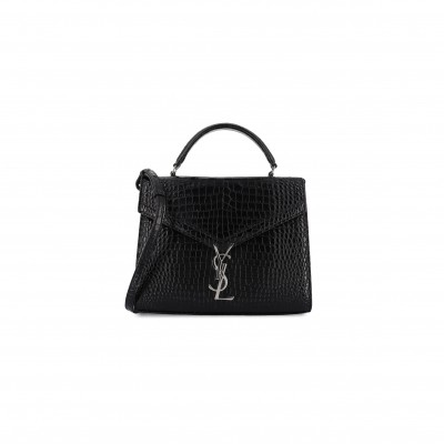 YSL CASSANDRA MEDIUM TOP HANDLE BAG IN CROCODILE-EMBOSSED SHINY LEATHER 578000546632 (24.5*20*11.5cm)