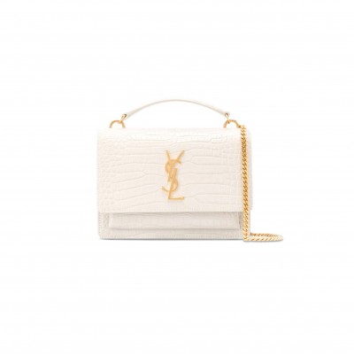 YSL SUNSET CHAIN WALLET IN CROCODILE-EMBOSSED SHINY LEATHER 533026DND1J9207 (19*14*5.5cm)