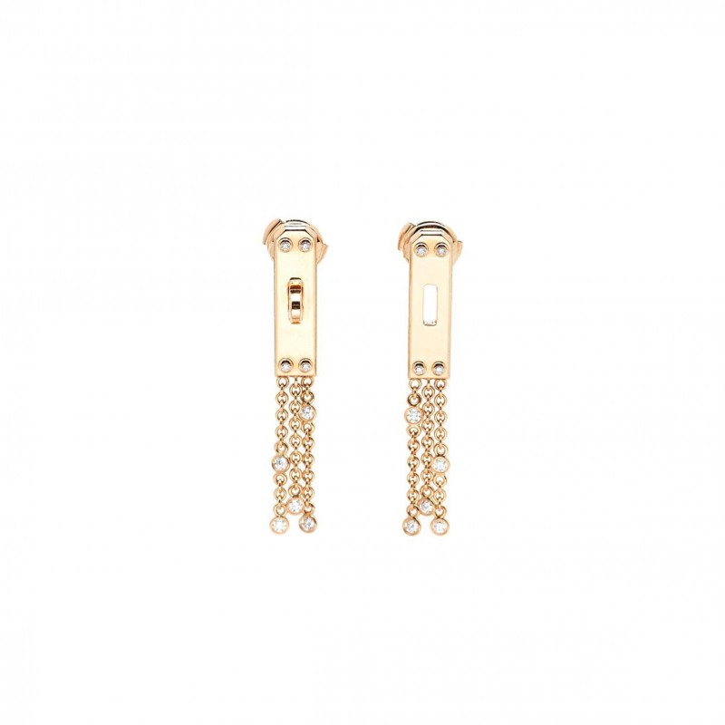 HERMÈS KELLY GAVROCHE DIAMONDS 18K ROSE GOLD EARRINGS 