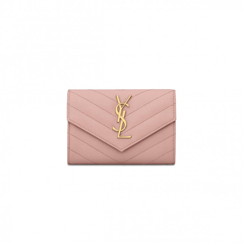 YSL CASSANDRE MATELASSÉ SMALL ENVELOPE WALLET IN GRAIN DE POUDRE LEATHER 414404BOW016920 (13.5x9.5x3cm)