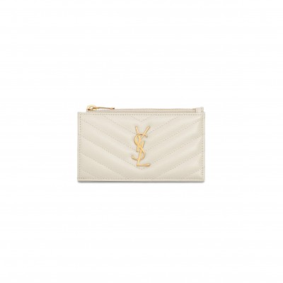 YSL CASSANDRE MATELASSÉ FRAGMENTS CARD CASE IN GRAIN DE POUDRE LEATHER 607915BOW019207 (13*8*2cm)
