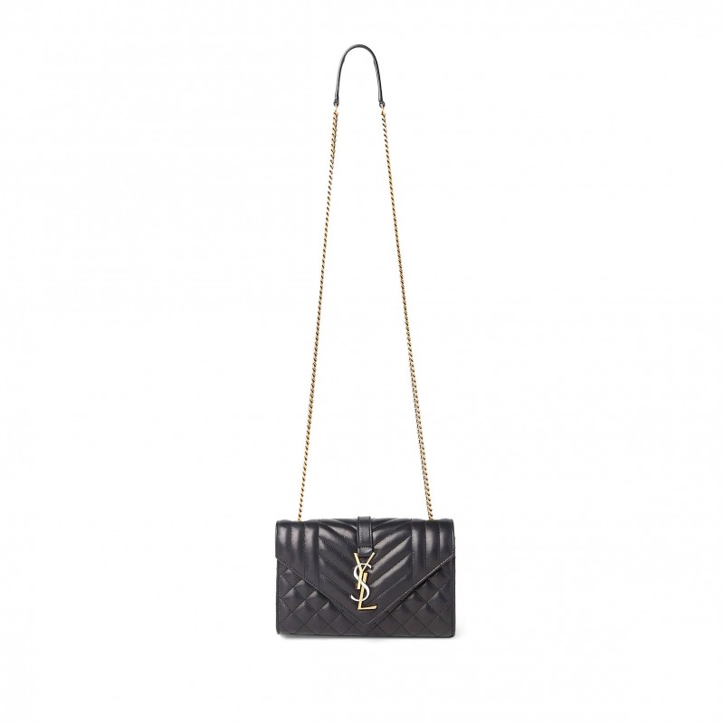 YSL ENVELOPE SMALL IN MIX MATELASSÉ QUILTED LEATHER 600195AABZO1025 (21*13*6cm)