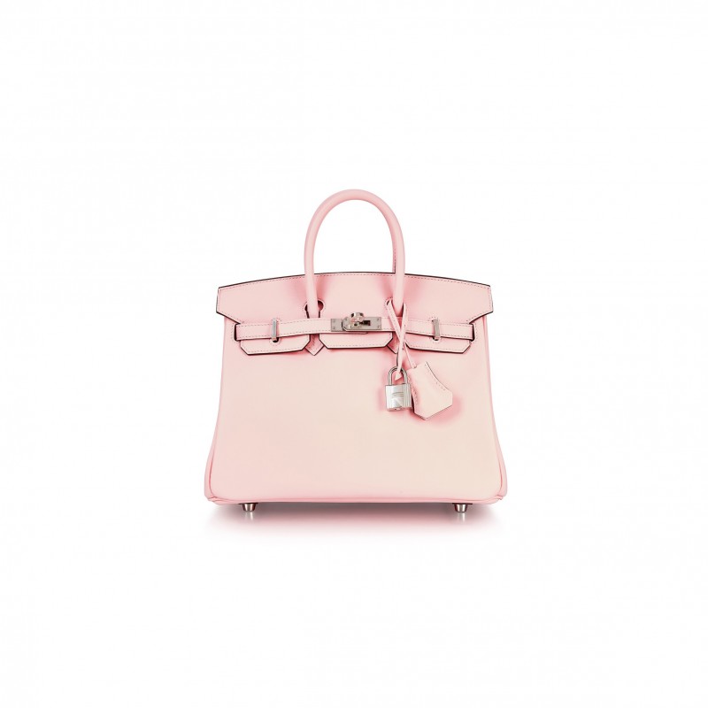 HERMES ROSE SAKURA SWIFT BIRKIN 25 SILVER BUCKLE 1487913 (25*20*13cm)