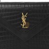 YSL GABY SATCHEL IN CROCODILE-EMBOSSED LACQUERED LEATHER AND LAMBSKIN 695724DZEUW1000 (26*18*5cm)
