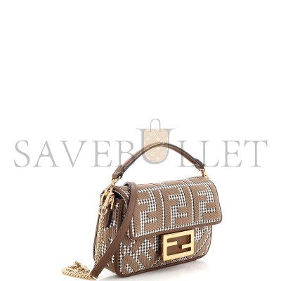 FENDI BAGUETTE  BAG ZUCCA HOUNDSTOOTH WOOL MINI (19*11*5cm) 