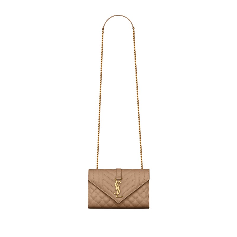 YSL ENVELOPE SMALL IN QUILTED GRAIN DE POUDRE EMBOSSED LEATHER 600195BOW912346 (21*13*6cm)