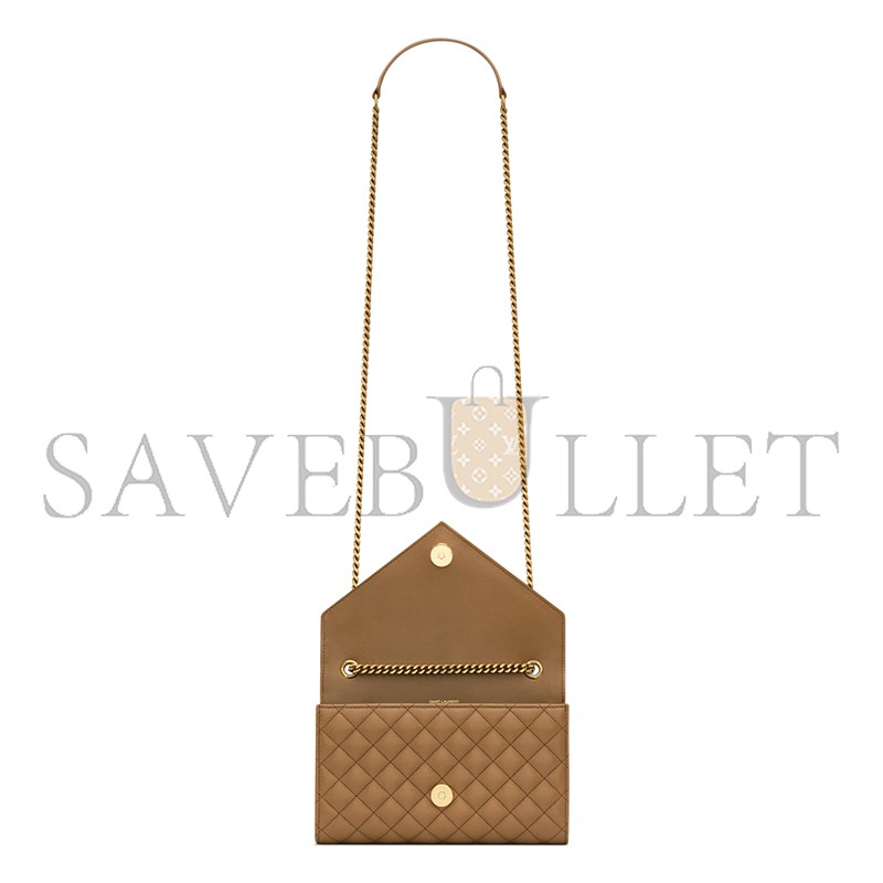 YSL ENVELOPE SMALL IN QUILTED GRAIN DE POUDRE EMBOSSED LEATHER 600195BOW912346 (21*13*6cm)