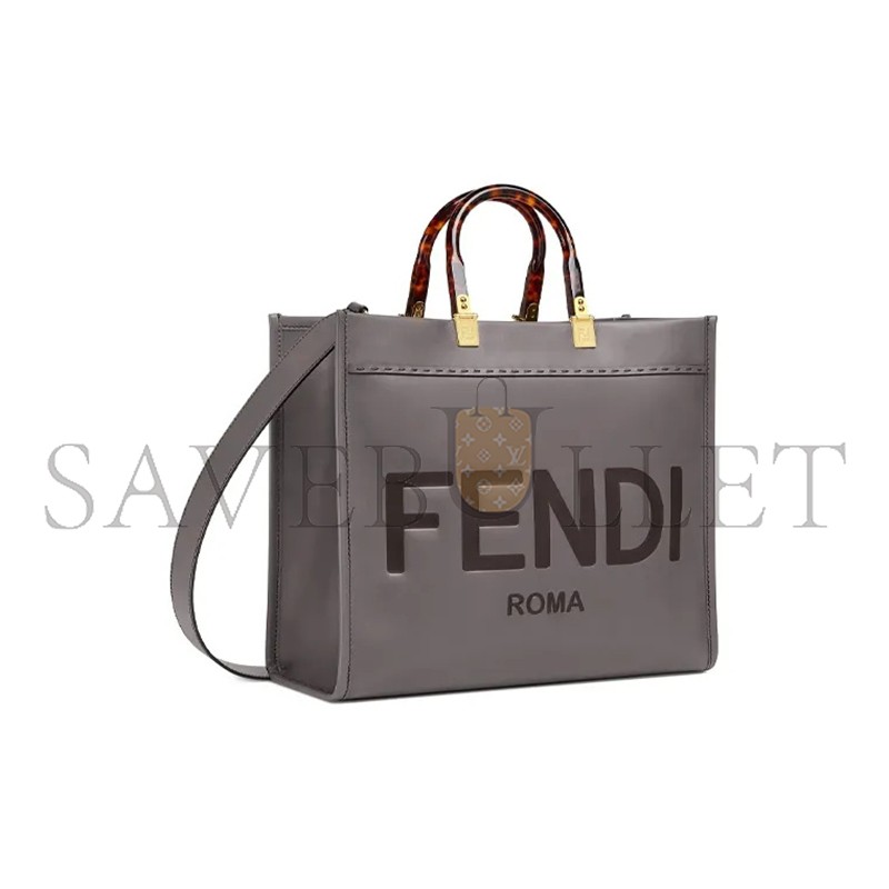 FENDI SUNSHINE MEDIUM GRAY LEATHER TOTE BAG 8BH386ABVLF1BZC (35*31*17cm)