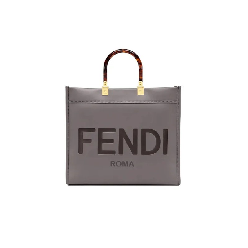 FENDI SUNSHINE MEDIUM GRAY LEATHER TOTE BAG 8BH386ABVLF1BZC (35*31*17cm)