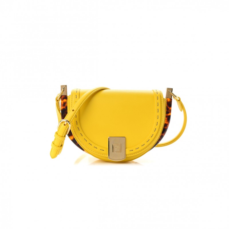 FENDI VITELLO KING PLEXIGLASS MOONLIGHT SHOULDER BAG LEMON 8BT346ABVLF119X (21*14*9cm)