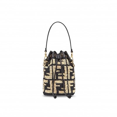 FENDI MINI MON TRESOR LOGO BUCKET BAG ANEMONE 8BS010AD6JF0VQJ (18*12*10cm)