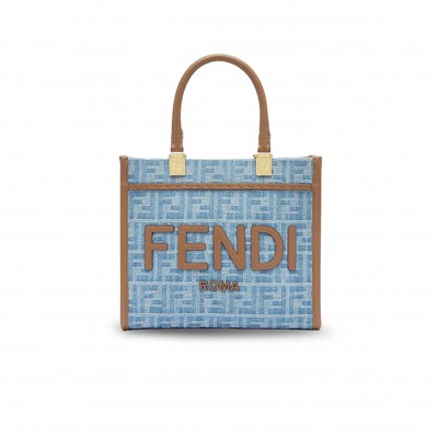 FENDI SUNSHINE SMALL JEANS LIGHT BLUE 8BH394AS3FF1PLM (25.5*22.5*12cm)