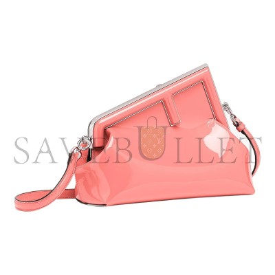 FENDI FIRST MIDI OVERSIZED F METAL CLIP PATENT LEATHER SHOULDER CROSSBODY CLUTCH 8BP137ANSNF1K3A (32.5*23.5*15cm)