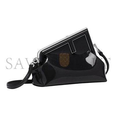 FENDI FIRST MIDI OVERSIZED F METAL CLIP PATENT LEATHER SHOULDER CROSSBODY CLUTCH 8BP137ANSNF0GXN (32.5*23.5*15cm)