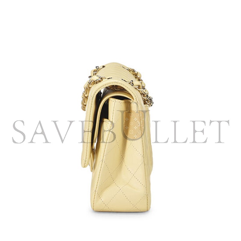 CHANEL YELLOW CALFSKIN CLASSIC DOUBLE FLAP MEDIUM AS0001 (25*15*6cm)