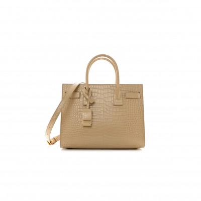 YSL CALFSKIN CROCODILE EMBOSSED BABY SAC DE JOUR NUDE 421863 (26*20.5*12.5cm)