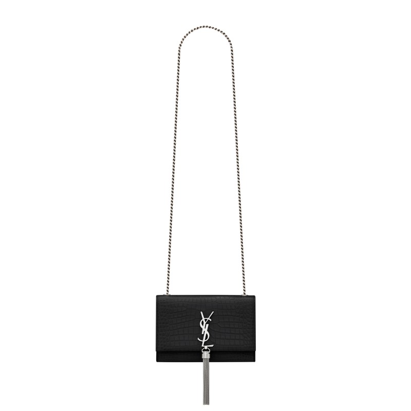 YSL KATE SMALL TASSEL IN CROCODILE-EMBOSSED LEATHER 474366DND0N1000 (20*12.5*5cm)