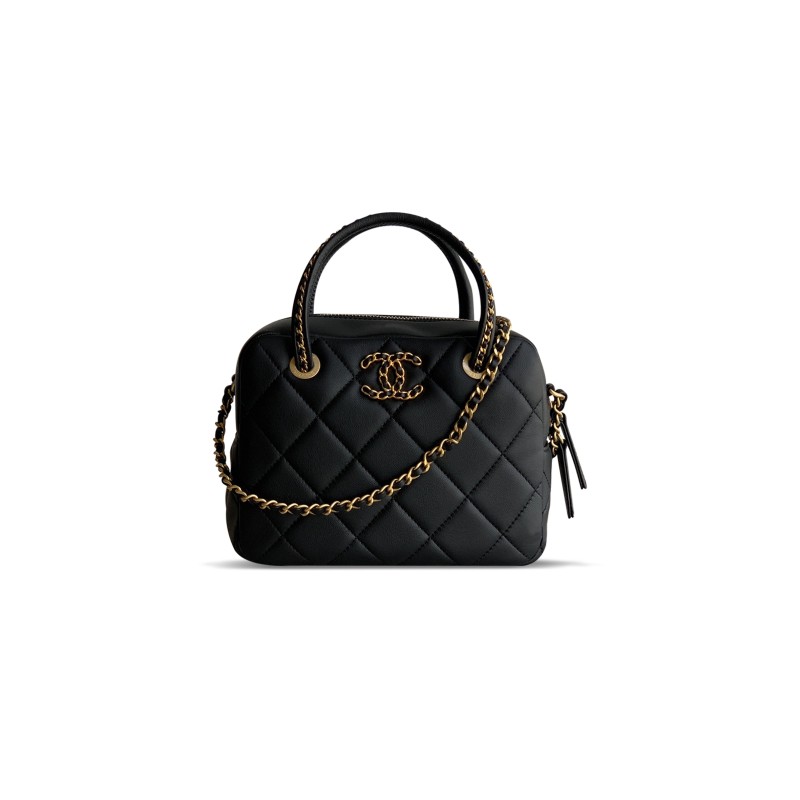 CHANEL 25C GOLD-TONE LAMBSKIN MINI BAG AS5300 (22*18*7cm)