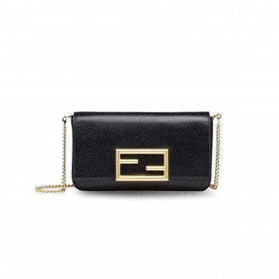 FENDI VITELLO PALMELLATO WALLET ON CHAIN WITH POUCHES BLACK 8BS032AHM0F0KUR (22*12*4cm)