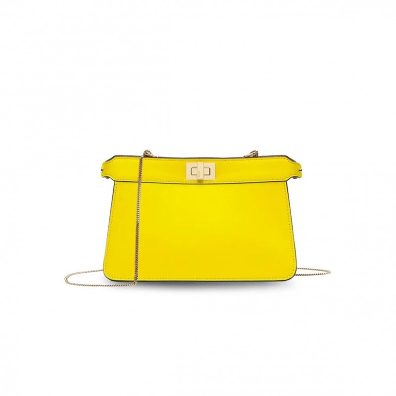 FENDI NAPPA SMALL PEEKABOO I SEE U EAST WEST CHAIN SATCHEL LIMONE 8BN322ADYDF1D4I (21*14*10cm)